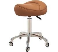 OGYJMSFN Tabourets Bar Saddle Chair Dental Office Stool 360 Swivel Rolling Medical Ergonomic Relieve Pain 220lbs Weight Capacity Spa Seat for Tattoo/Bar(Brown)