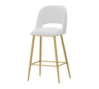 OGYJMSFN Tabourets Bar Set of 1 Velvet Breakfast with Backrests and Gold Metal Legs 1 PCS Counter High for Home Bar Decor Seat(White,75cm)