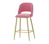 OGYJMSFN Tabourets Bar Set of 1 Velvet Breakfast with Backrests and Gold Metal Legs 1 PCS Counter High for Home Bar Decor Seat(Pink,65cm)