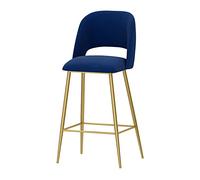 OGYJMSFN Tabourets Bar Set of 1 Velvet Breakfast with Backrests and Gold Metal Legs 1 PCS Counter High for Home Bar Decor Seat(Blue,65cm)