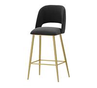 OGYJMSFN Tabourets Bar Set of 1 Velvet Breakfast with Backrests and Gold Metal Legs 1 PCS Counter High for Home Bar Decor Seat(Black,75cm)