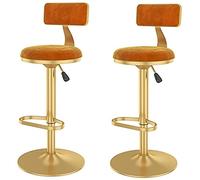 OGYJMSFN Tabourets Bar Set of 2 Adjustable Island Counter Height, Swivel Dining Room Chair with Backrest, Wrought Iron Flannel with Footrests, 24" and 33" Sit Height