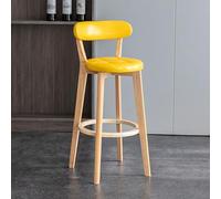 OGYJMSFN Tabourets Bar Set of 2 High Bar Stools Grey Faux Leather Upholstered Soft Padded Seat Solid Wood Legs Ideal for Kitchen Island Dining Room Design(Giallo,Set of 2)