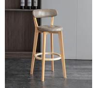 OGYJMSFN Tabourets Bar Set of 2 High Bar Stools Grey Faux Leather Upholstered Soft Padded Seat Solid Wood Legs Ideal for Kitchen Island Dining Room Design(Gray2,Set of 1)