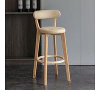 OGYJMSFN Tabourets Bar Set of 2 High Bar Stools Grey Faux Leather Upholstered Soft Padded Seat Solid Wood Legs Ideal for Kitchen Island Dining Room Design(Nero,Set of 2)