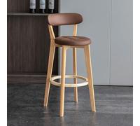 OGYJMSFN Tabourets Bar Set of 2 High Bar Stools Grey Faux Leather Upholstered Soft Padded Seat Solid Wood Legs Ideal for Kitchen Island Dining Room Design(Brown,Set of 2)