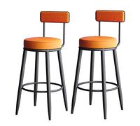 OGYJMSFN Tabourets Bar Set of 2, PU Leather Stools, Tall s with Backrest, 55/65/70/75 cm High Seat, Easy Assembly