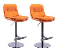 OGYJMSFN Tabourets Bar Set of 2 Swivel Adjustable Height with Backs Counter Height Island Titanium Black Brushed Stainless Steel Leather with Heavy Base for Bar Shops