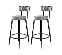 OGYJMSFN Tabourets Bar Set of 2, Velvet Breakfast with Backrest, Counter Island Chairs for Pub, 60/65/70/75cm Height(Grey,Height 75cm)