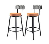 OGYJMSFN Tabourets Bar Set of 2, Velvet Breakfast with Backrest, Counter Island Chairs for Pub, 60/65/70/75cm Height(Verde,Height 70cm)
