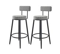 OGYJMSFN Tabourets Bar Set of 2, Velvet Breakfast with Backrest, Counter Island Chairs for Pub, 60/65/70/75cm Height(Grid,Height 70cm)