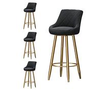 OGYJMSFN Tabourets Bar Set of 4, Velvet with Back, Metal Legs in Gold(Black,75cm)
