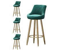 OGYJMSFN Tabourets Bar Set of 4, Velvet with Back, Metal Legs in Gold(Green,65cm)