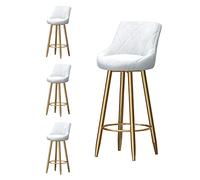 OGYJMSFN Tabourets Bar Set of 4, Velvet with Back, Metal Legs in Gold(White,75cm)