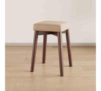 OGYJMSFN Tabourets Bar Stackable Wooden Stools 45cm Square Backless Chairs with Cushioned Seat Perfect for Kitchen Bar Office Home Use(Walnut Light Curry)