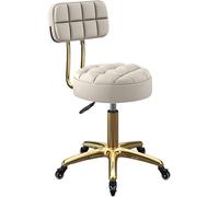 OGYJMSFN Tabourets Bar Tabouret de Bar pivotant réglable, Dossier de 39 à 50 cm, for Salon de beauté, Maquillage, métal Titane doré, 5 Griffes, roulettes Blanches(White)