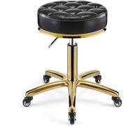 OGYJMSFN Tabourets Bar Tabouret de barbier Robuste en métal hydraulique pivotant sur roulettes, Hauteur réglable avec Tige dorée for Cuisine, Salon de Massage(H)