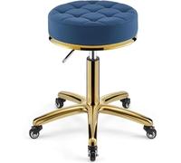 OGYJMSFN Tabourets Bar Tabouret de barbier Robuste en métal hydraulique pivotant sur roulettes, Hauteur réglable avec Tige dorée for Cuisine, Salon de Massage(A)