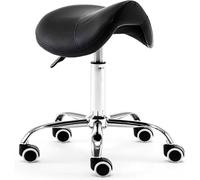 OGYJMSFN Tabourets Bar Tabouret de Selle à roulettes pivotant, siège Roulant/Chaise de Salon Confortable, beauté, équilibre, Coiffure, manucure, Tatouage, thérapie, Bar, Studio(Black)