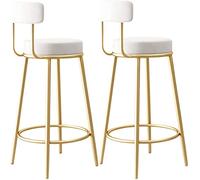 OGYJMSFN Tabourets Bar Tabourets de Bar de comptoir for îlot de Cuisine, tabourets de Bar en Hauteur, Ensemble de 2 chaises de Petit déjeuner en Velours avec Dossier, Pieds en métal doré, Hauts(75cm)