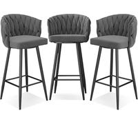 OGYJMSFN Tabourets Bar Tabourets de Bar pivotants à 360°, Ensemble de tabourets de Bar de 1/2/3/4, chaises de Cuisine rembourrées de 25,6/29,5 Pouces avec Pieds en Acier et Repose-Pieds(K-65cm,3PCS)