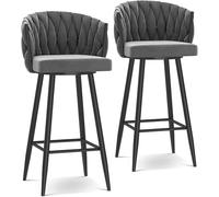 OGYJMSFN Tabourets Bar Tabourets de Bar pivotants à 360°, Ensemble de tabourets de Bar de 1/2/3/4, chaises de Cuisine rembourrées de 25,6/29,5 Pouces avec Pieds en Acier et Repose-Pieds(K-65cm,2 PCS)