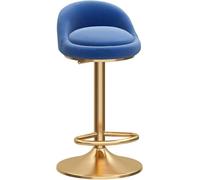 OGYJMSFN Tabourets Bar Tabourets de Bar pivotants et réglables en Hauteur, tabourets de comptoir rembourrés en Velours avec Base et Dossier en métal doré(Blue,65-80cm)