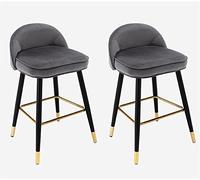 OGYJMSFN Tabourets Bar Velvet Counter Height Bar Stool Set of 2, Counter Stools with Backs Island Chairs, with Metal Legs and Gold Footrest for Pub Home Bar Dining Room Heigh 65