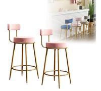 OGYJMSFN Tabourets Bar Velvet Counter Stools Set of 2, Counter Height 26 inch Seat High with Soft Back Gold Metal Legs Metal Bar Stools