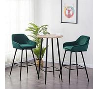 OGYJMSFN Tabourets Bar Velvet Island Stool Set of 2 with Back Bar Island Chairs, 68 Cm Height Metal Legs Breakfast Stools, for, Bar,ining Room, Balcony, Resting Room, Coffee
