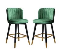 OGYJMSFN Tabourets Bar Velvet Upholstered Swivel Bar Stools Set of 2 Orange Counter Height with Backrest Kitchen Island Breakfast Chairs for Home and Dining Room(Green,High:65CM)