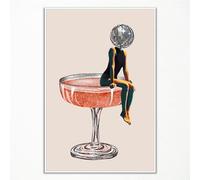 Ogyormpi Poster disco rétro funky - Impression d'art vintage des années 70, design champagne tendance - Perf pour filles dortoir appartement art art 40,6 x 61 cm sans cadre