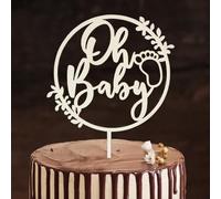 Oh Baby Cake Topper en bois Oh Baby Décoration de gâteau pour fête prénatale, décoration de fête de genre, décoration de gâteau de couches