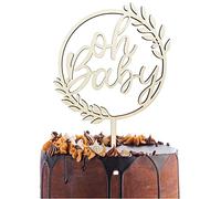 Oh Baby Cake Topper en bois Oh Baby Gake Topper Baby Shower Décoration de gâteau pour bébé Douche Un gâteau à couches Gender Reveal Décoration de fête