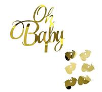 Oh Baby Cake Topper en Or Acrylique,Décoration de Gâteau Élégante pour Baby Shower,Gender Reveal et Fête Prénatale,Topper pour Gâteau à Couches ou Gâteau Classique,Cadeau Original pour Futurs Parents