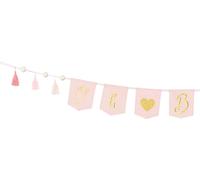 Oh Baby guirlande bannière en tissu avec glands 12x260cm rose doré