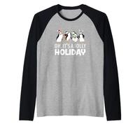 Oh, C'est Une fête Joyeuse, Un drôle de Noël avec Un Pingouin Manche Raglan