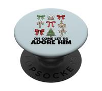 Oh Come Let Us Adore Him Crèche de Noël chrétienne PopSockets PopGrip Adhésif