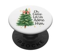 Oh Come, Let Us Adore Him, Cute Watercolor Church Christmas PopSockets PopGrip Adhésif