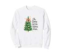 Oh Come, Let Us Adore Him, Cute Watercolor Church Christmas Sweatshirt