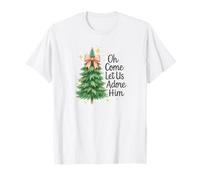 Oh Come, Let Us Adore Him, Cute Watercolor Church Christmas T-Shirt