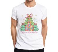 Oh Come Let Us Adore Him Église Sapin Noeud Noël T-shirt pour homme, Blanc., XXL
