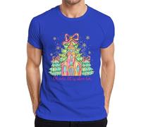 Oh Come Let Us Adore Him Église Sapin Noeud Noël T-shirt pour homme, bleu, XXL