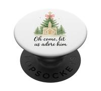 Oh Come, Let Us Adore Him, Watercolor Church Christmas PopSockets PopGrip Adhésif