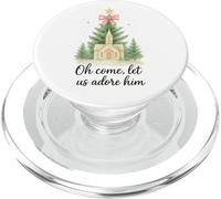 Oh Come, Let Us Adore Him, Watercolor Church Christmas PopSockets PopGrip pour MagSafe