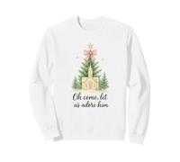 Oh Come, Let Us Adore Him, Watercolor Church Christmas Sweatshirt