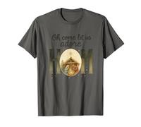 Oh Come Let Us Adore Him - Watercolor Nativity Christmas T-Shirt
