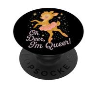 Oh Deer I'm Queer Cute Ballerina Pride Graphic PopSockets PopGrip Adhésif