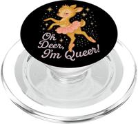 Oh Deer I'm Queer Cute Ballerina Pride Graphic PopSockets PopGrip pour MagSafe