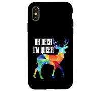 Oh Deer I'm Queer LGBTQ Drapeau Arc-en-Ciel Gay Pride Coque pour iPhone X/XS